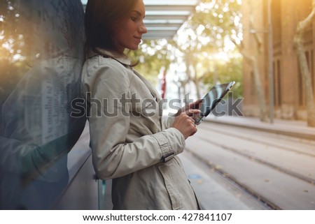 Similar – Image, Stock Photo woman Woman instant Wait