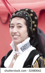 Young Woman In Traditional Elizabethan Era Spanish Costume