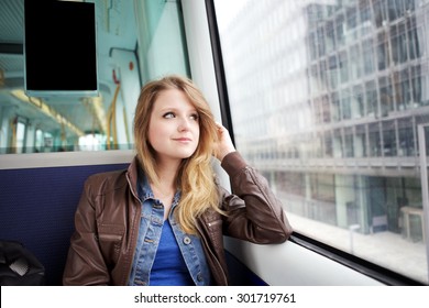 Young Woman In  Train