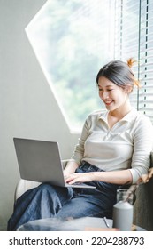 Young woman typing on a computer keyboard, businesswoman or student using laptop panoramic banner. online learning internet marketing Work from home and freelance ideas - Shutterstock ID 2204288793