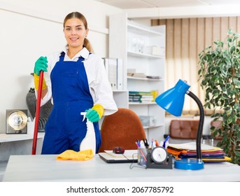 Young Woman Uniform Cleaning Floor Mop Stock Photo 2067785792 ...