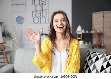 Young Woman Using Video Chat At Home