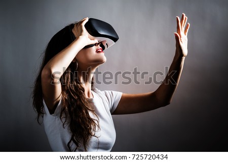 Similar – Image, Stock Photo woman with glasses of virtual reality