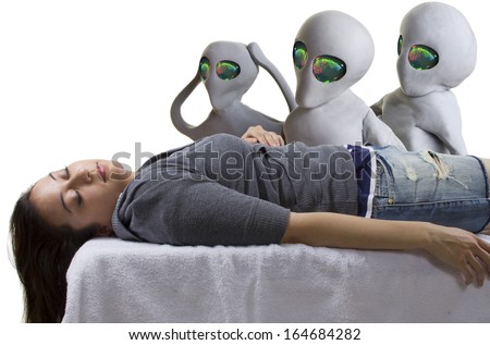 young woman is the victim of an alien abduction