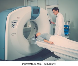 Young Woman Visiting Computed Tomography Lab