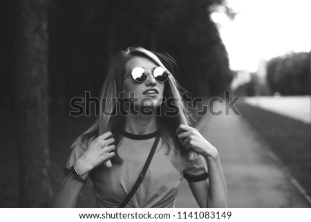 Similar – Image, Stock Photo Pretty blonde girl