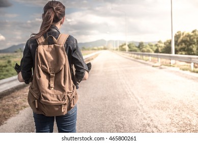 Young Woman Walking On Country Road Stock Photo 465800261 | Shutterstock