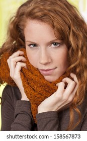 Young woman with warm shawl