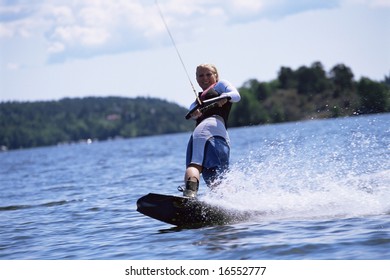 A Young Woman Water Skiing