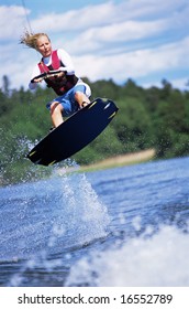 A Young Woman Water Skiing