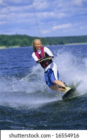 A Young Woman Water Skiing