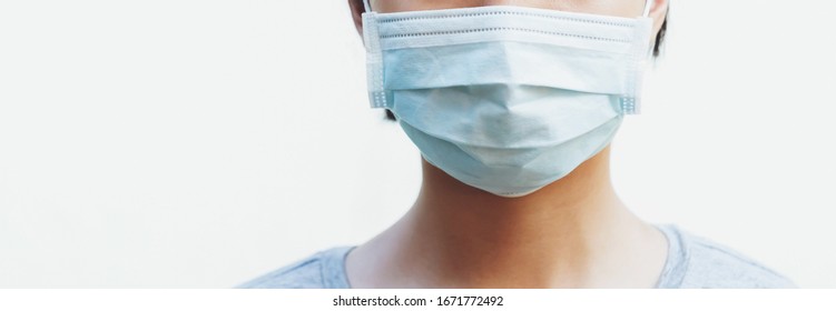 Young Woman Wearing Face Mask Protect Of Air Pollution And Virus Epidemic Of  Covid 19