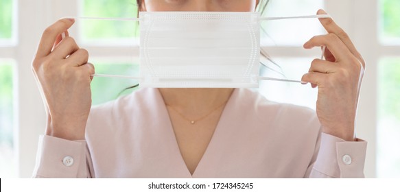 Young Woman Wearing Mask No Face
