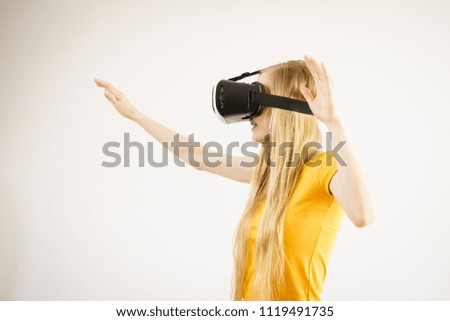 Similar – Image, Stock Photo woman with glasses of virtual reality