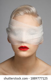Young Woman Wearing White Blindfold Isolated Stock Photo 1889777125 ...