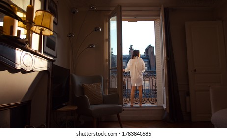 Young Woman In A White Shirt In Apartment, Paris