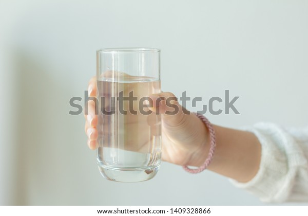 Young Woman White Sweater Holding Drinking Stock Photo Edit