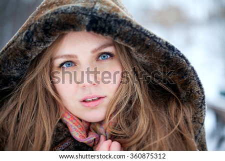 young woman in winter