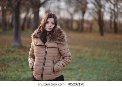 Young Woman In Winter Coat