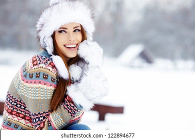 Young Woman Winter Portrait. Shallow Dof.