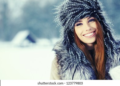 Young Woman Winter Portrait. Shallow Dof.