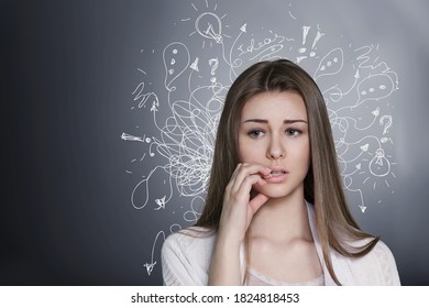 女性 悩む イラスト の写真素材 画像 写真 Shutterstock