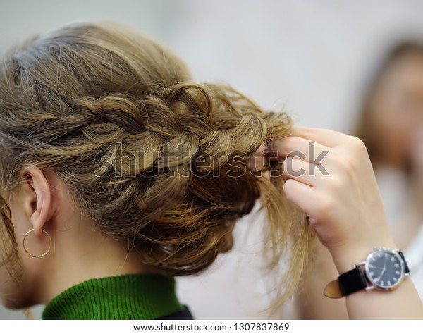 Young Womanbride Getting Her Hair Done Stock Photo Edit Now