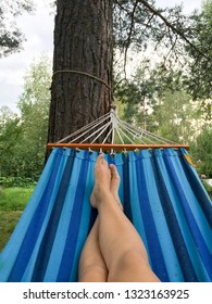 Young Womanlaying In Hammock. POV, Naked Legs