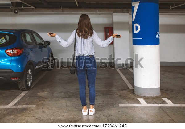 Young woman\'s car was stolen, can\'t\
find car at underground parking. Woman returned after shopping and\
didn\'t find her car on underground parking.\
