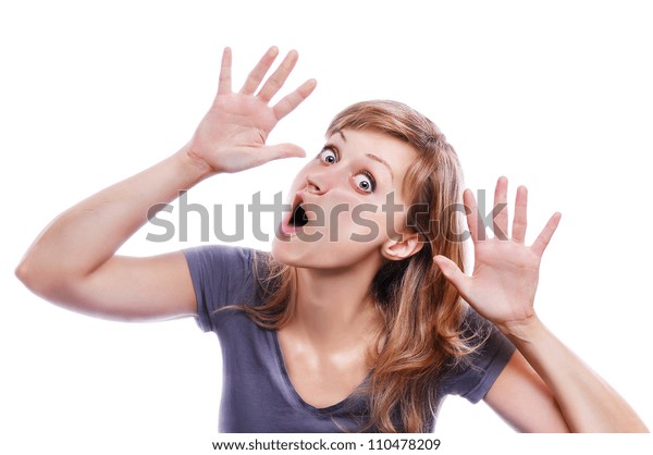 Young Womans Face Crushed On Transparent Stock Photo (Edit Now) 110478209