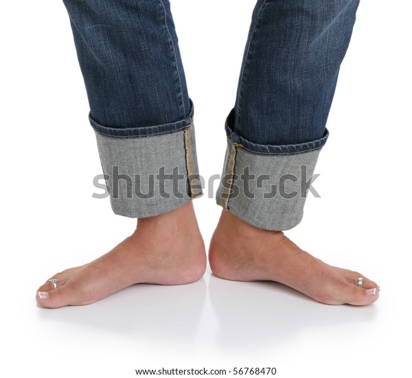 Young Womans Feet Jeans Stock Photo (Edit Now) 56768470