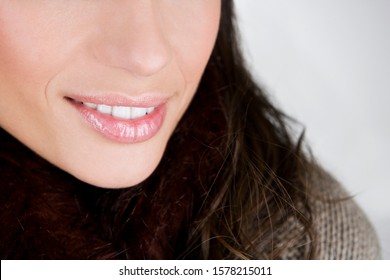 A Young Woman's Mouth And Nose, Close-up