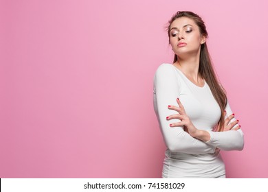 The Young Woman's Portrait With Proud And Arrogant Emotions