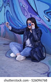 Young Women In Leather Jacket