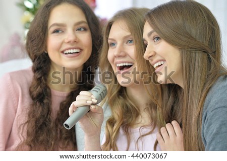 Young women with microphone