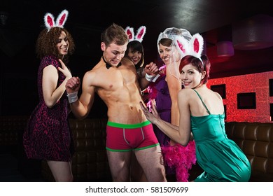 Young Women On Hen Night With Male Stripper