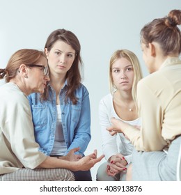 Young Women Talking In Support Group About Problems
