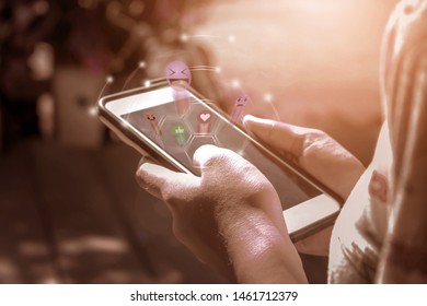 Young women using smart social media concept phones,Social media,social network concept with smart phone - Image
 - Shutterstock ID 1461712379