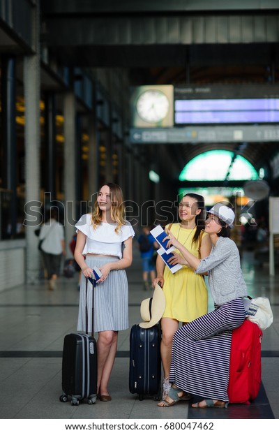 Young Women Waiting Room Railway Station Stock Photo Edit