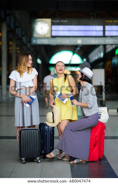 Young Women Waiting Room Railway Station Stock Photo Edit