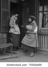 Young Women Working As A U.S. Census Taker In 1920. Washington, D.C., Vicinity.