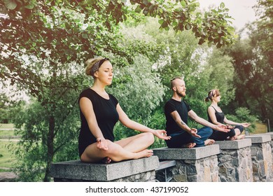 Young Yoga Practitioners Group Doing Yoga Stock Photo 436104541 ...