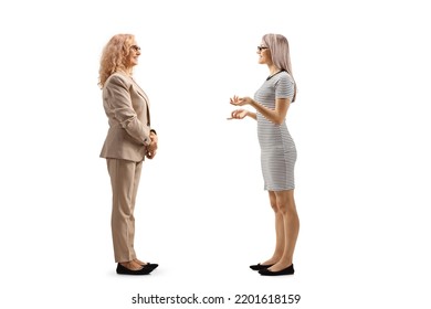 Younger Woman Talking To An Older Woman Isolated On White Background