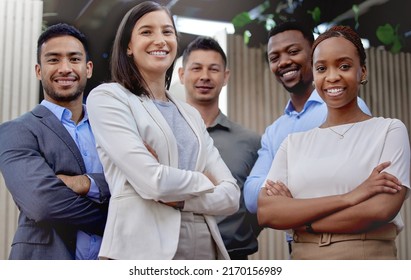 Your Dream Team. Portrait Of A Group Of Businesspeople Enjoying A Break Outside At The Office.