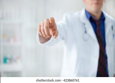 Your Life Is Your Responsibility, Doctor Pointing With His Finger On Patient