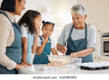 Your mom likes to like the bowl when she was your age. Shot of a multi-generational family baking together at home. - Powered by Shutterstock