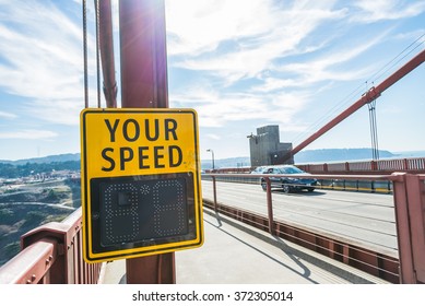 Your Speed Sign On The Bridge With Lens Burst Flare