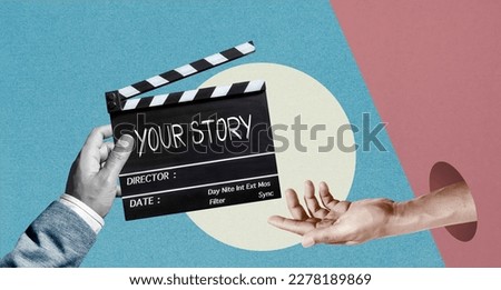 Your story,Handwriting on film slate .Storytelling and vision sharing. concept in film industry.Abstract art collage.