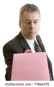 You`re Fired Businessman Giving Pink Slip