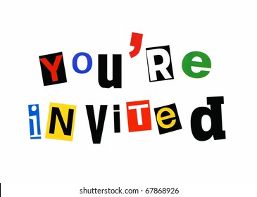 Youre Invited Written Colorful Mix Cutout Stock Photo 67868926 ...